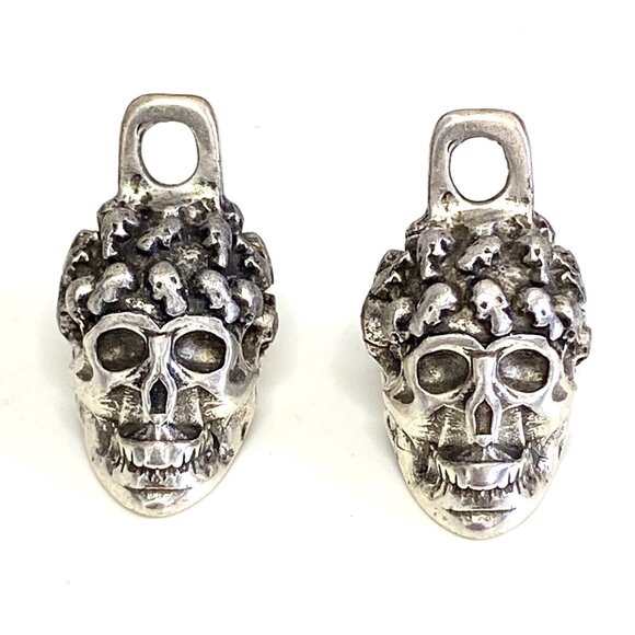 LOT of 2 Larger Punisher Skull Charms for Leather or Chain Tassels - Picture 1 of 8